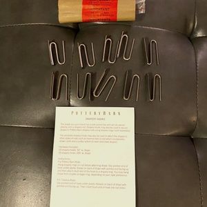 New Set of (10) Pottery Barn Drapery Hooks 1.5 Inch Silver Color Metal Slide Pin